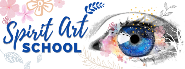 an eye with spirit art school and art design surrounding it